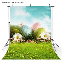 Celebration Easter Festival Photography Backdrops Easter Eggs Background for Photo Studio Spring Scenery Green Grass