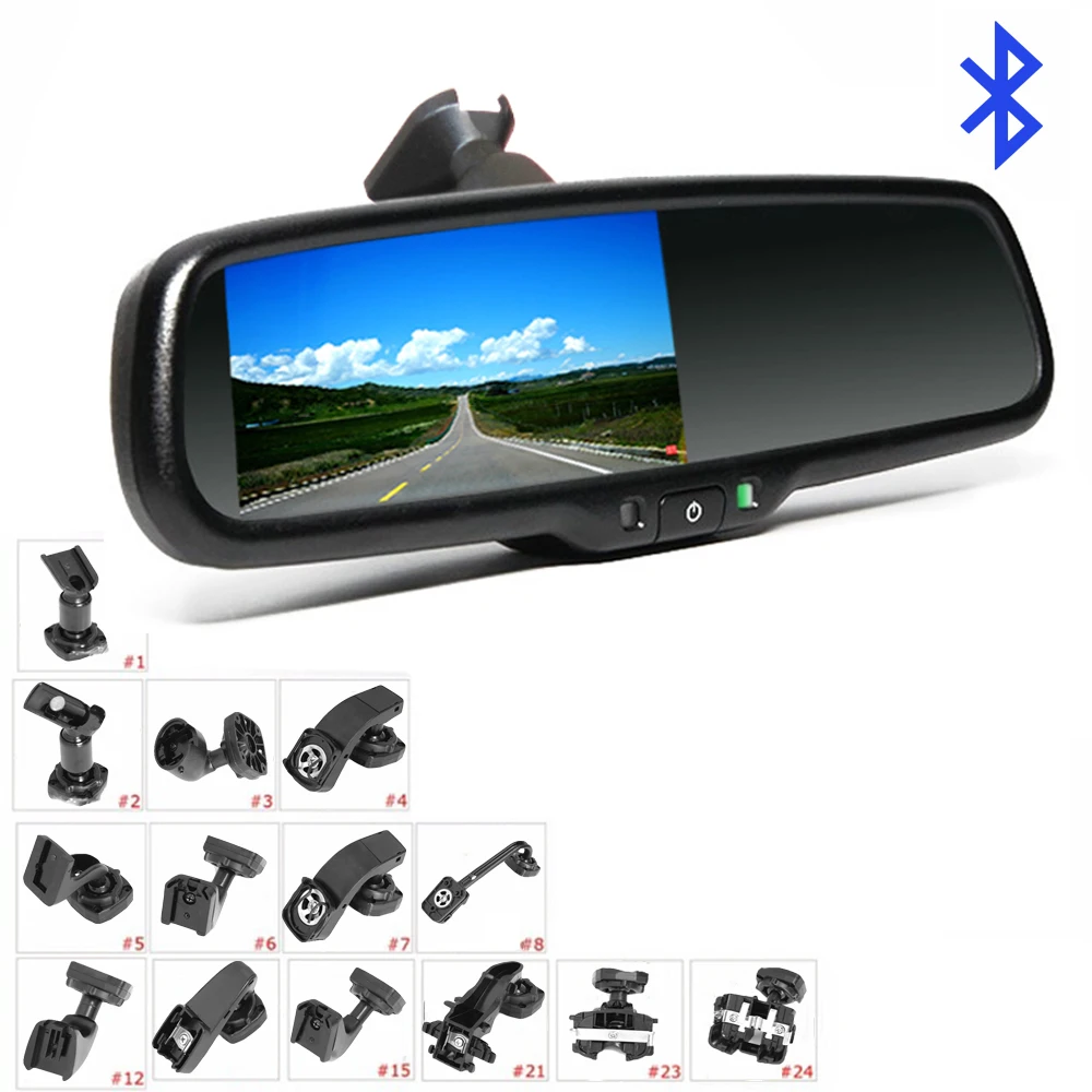 

KOENBANG Replacement 4.3" TFT LCD Car Rear View Mirror Monitor Bluetooth Car Kit Parking Assistance With 2 RCA Video Input