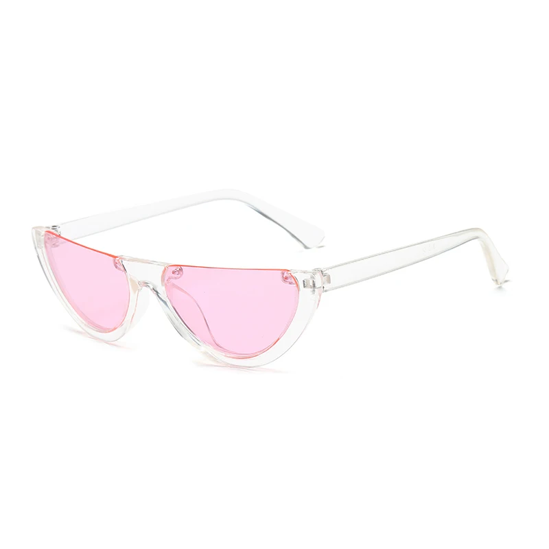 Крутые женские солнцезащитные очки CatEye без оправы с полуоправой, Модные прозрачные брендовые дизайнерские солнцезащитные очки для женщин, трендовые UV400 - Цвет линз: Pink