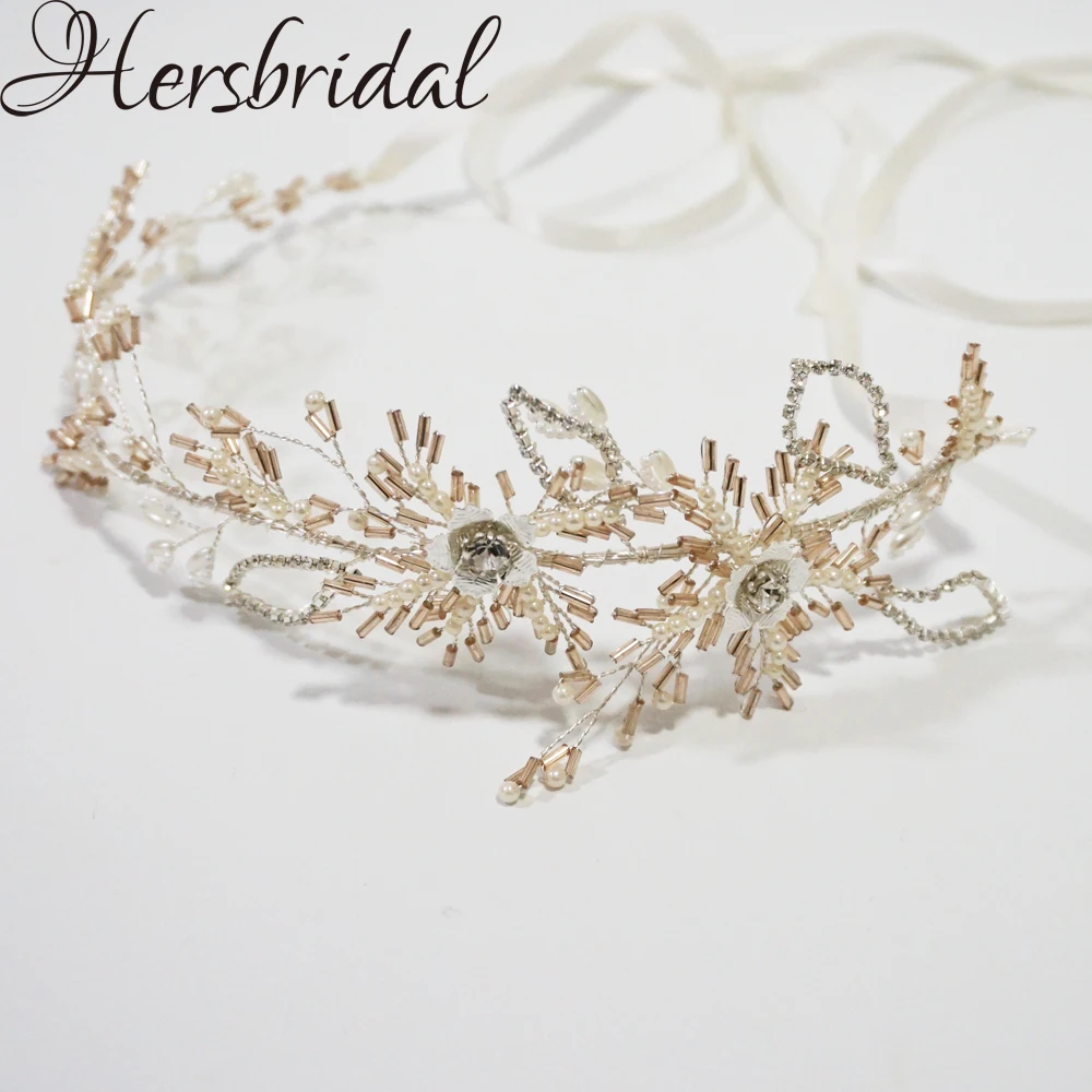 Vintage light Gold Flower Beadeds Hair Vine Wedding Crown Handmade Pearls Bridal Headpiece Luxury Hair Jewelry For Braids Vintage light Gold Flower Beadeds Hair Vine Wedding Crown Handmade Pearls Bridal Headpiece Luxury Hair Jewelry For Braids