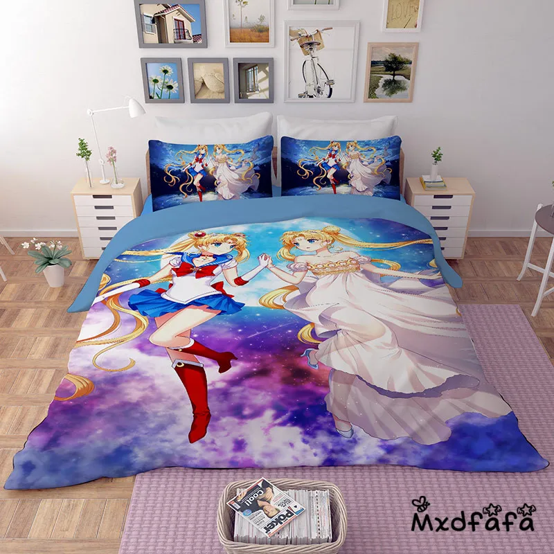 

Mxdfafa Anime Sailor Moon Bed Sack Set cartoon bedding sets Luxury Duvet Cover 3pcs Set Include 1 Duvet Cover and 2 Pillow case