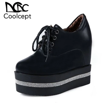 

Coolcept Office Lady Wedges Shoes Women Cross Strap Platform Trifle Pumps Women Thick Bottoms Shoes Women Footwears Size 34-40