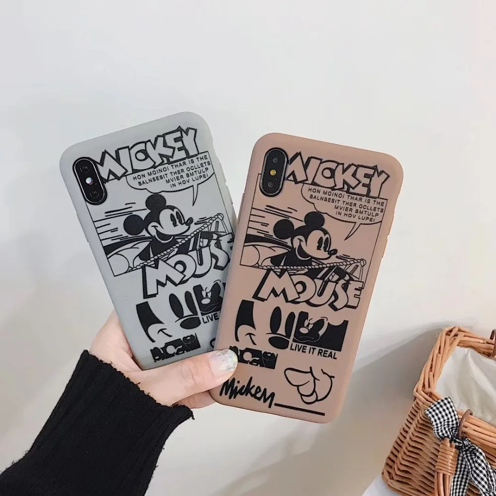 

Matte phone cases for iphone X XR XS XS Max Cartoon Mickey Soft TPU case For iphone 6 6s 7 8 plus back cover