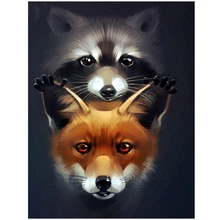 DIY, полный квадрат, алмазная вышивка, лисы Shadow фото на заказ, Алмазный живопись, вышивка крестом, 3D, Алмазная мозаика, домашний декор JS1529