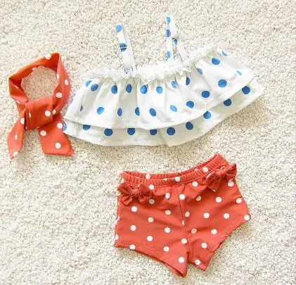 3 pcs Girl Swimsuit Two Pieces Children's Swimwear Swim Suits Children Split Bikini Sets Bathing Suit Biquini Infantil - Цвет: 9105 A