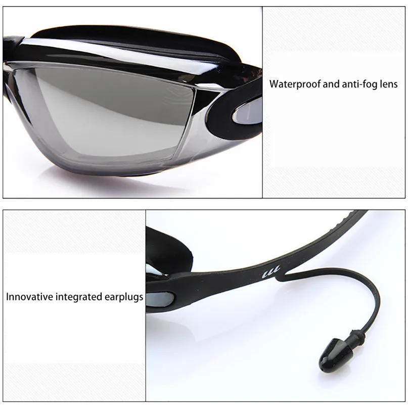 Comfortable Swimming Goggles Anti-fog Swimming Goggles Men Women Adult Swimming Glasses With Ear Plug #2y17  (5)