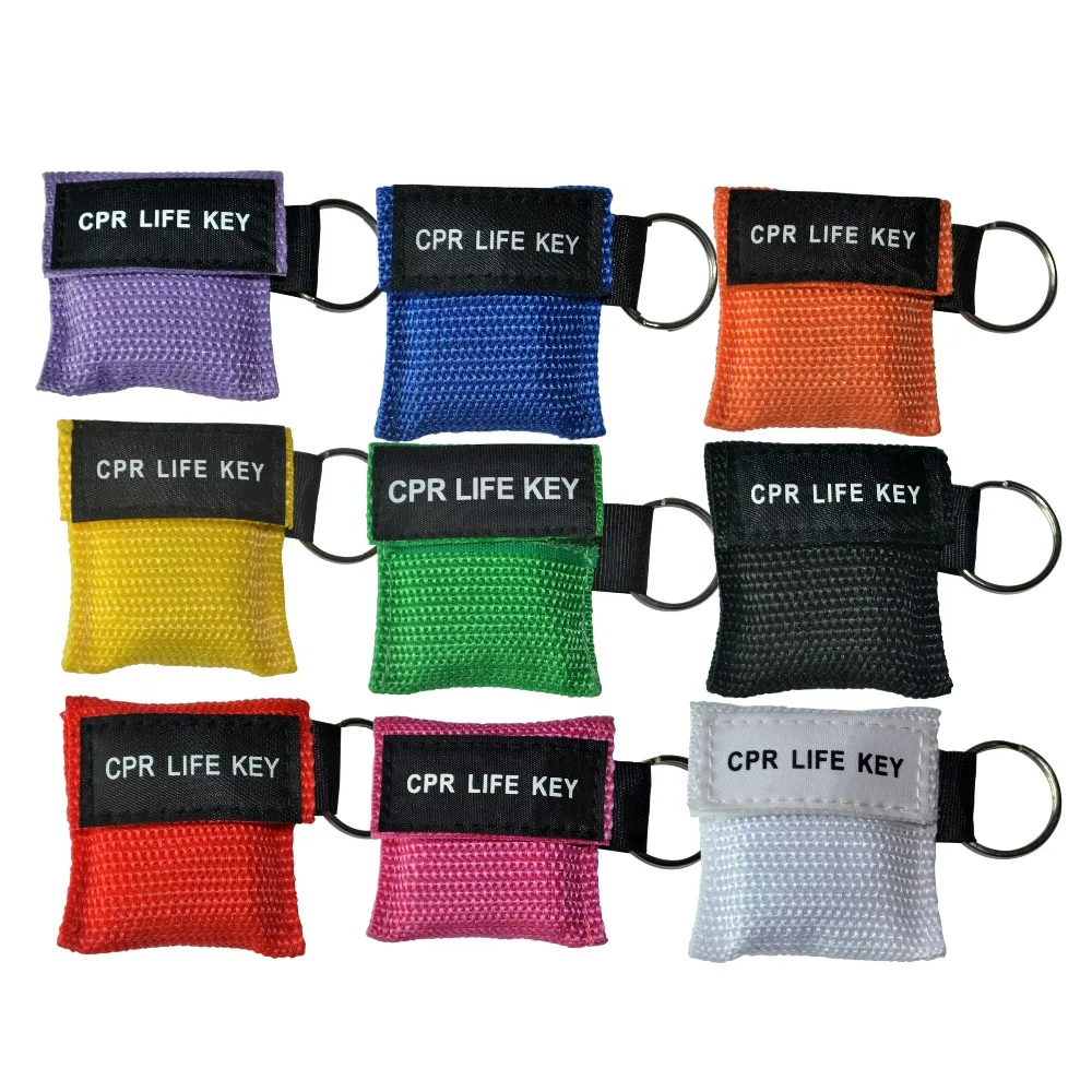 50 Pcs/Pack CPR Resuscitator Keychain Mask Key Ring Emergency Rescue