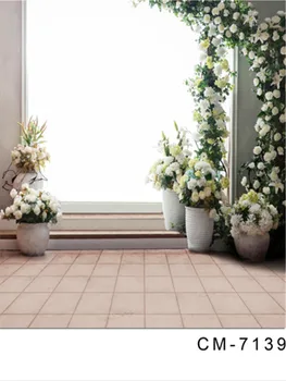 

Green and White Flowers Photo Backdrop for Wedding Shoot 200x300cm Digital Printed Photo Studio Background Cloth