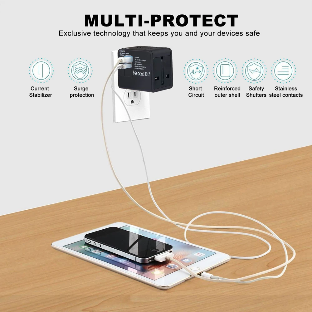 Универсальное зарядное устройство с 2USB портами 5 В 2 1 А