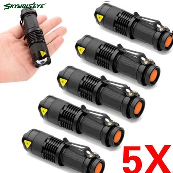 

5pcs Mini Q5 LED Flashlight 14500 AA Torch 1200LM Zoomable Lamp Light