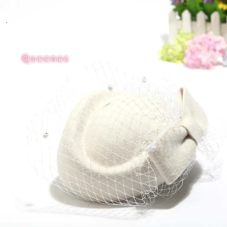 

Green Camel Red British Women Fedora Cap Wool Felt Bowler Autumn Veil Wedding Hat For Ladies Red Blue White Church Party Top Hat