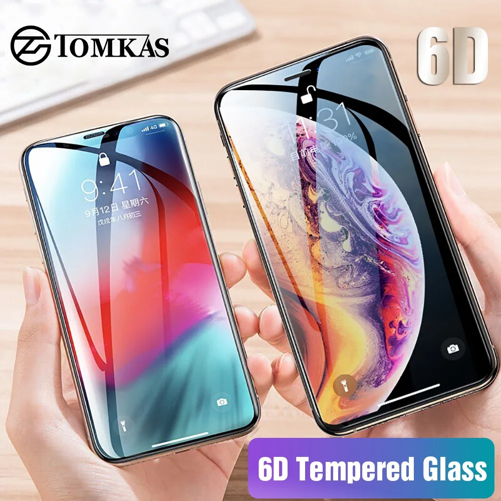 Стекло TOMKAS для iPhone X XS Max XR защита экрана 6D полное покрытие изогнутые края Защитное