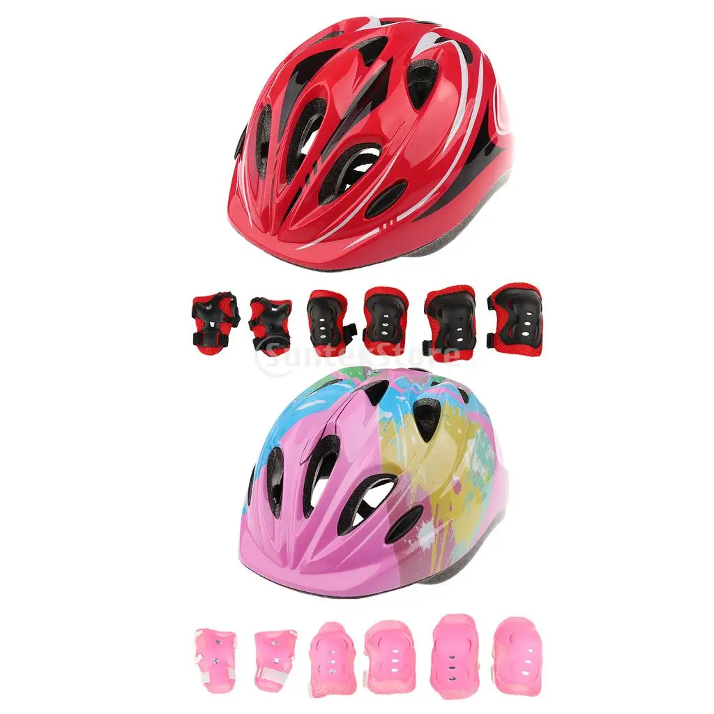 14 Pieces Kids Sport Safety Helmet Knee Elbow Wrist Pad Protective Gears for Roller Skating Cycling Scooter Skateboard Bike	