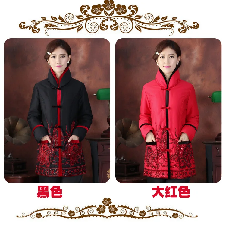 3xl 4xl Fourrure Ouatée L Noir Veste Noir Y08 Xxl M Xl Survêtement De Chinois Gratuite Avec Femmes rouge Satin Livraison Hiver Mode Soie Col En 1PRqv