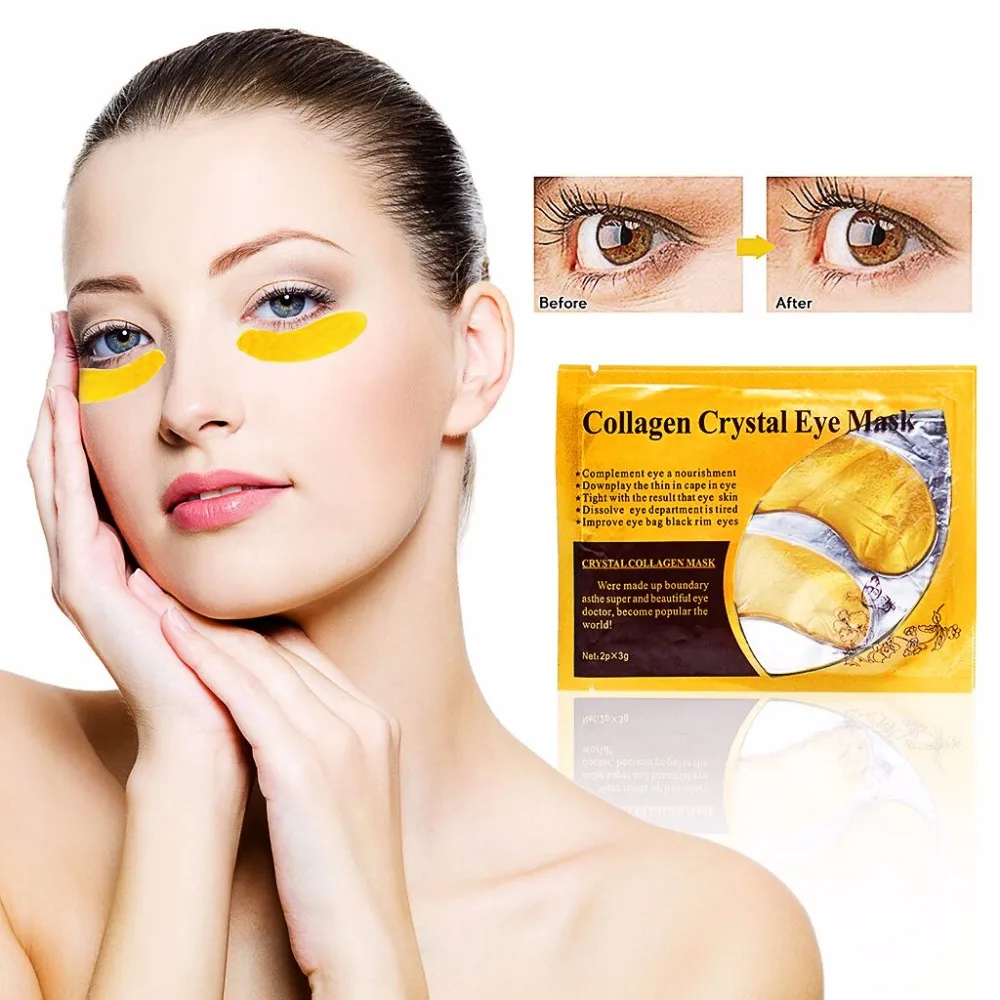 Eye Mask Anti Aging Whitening Crystal 24K Gold Powder Gel Anti Dark Circles and Puffiness Wrinkle Collagen Pads Sheet Patch  (9)