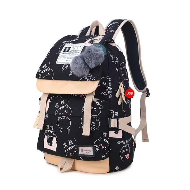 Student Anime Backpacks Girl Waterproof nylon Backpack Bag high