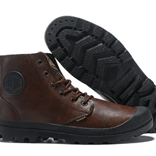 PALLADIUM/темно-кофейные Модные мужские кожаные тактические армейские ботильоны; Мужские ботинки в байкерском стиле; износостойкая удобная повседневная обувь