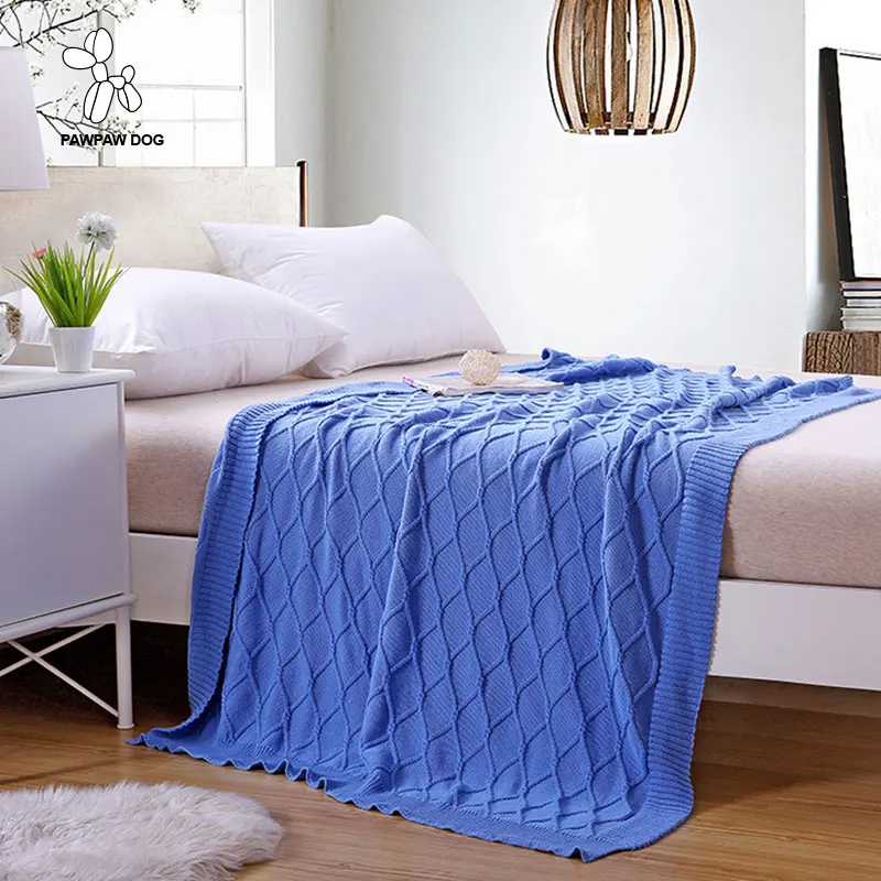 

Knitted Throw Blankets Solid Manta Thread Blanket for Bed/Plane Travel Plaids Sofa blankets and bedspreads of cotton for Adults