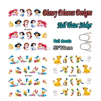 

Nail Sticker 22Sheets/Lot Cartoon Princess Mouse Duck Bear Nail Art Sticker Nail Water Transfer Sticker Decoration BLE488-498