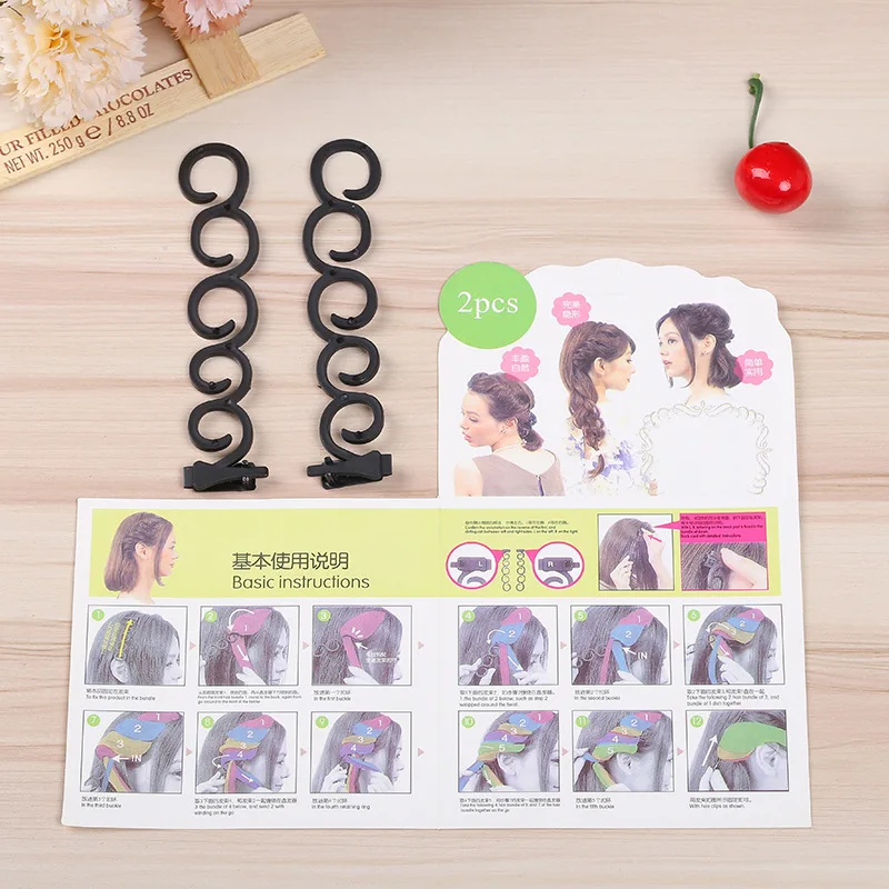 2pcs Magic Hair Clip Braider Stylist Queue Twist Plait Hair Braid DIY Hairstyle Styling Accessories Roller Hair Braiding P0227