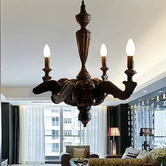 

European Vintage Black Pendant Lights Fixture Retro Black Resin Burned Hanging Lights Home Lighting Dining Room Lamp D68cm*H53cm