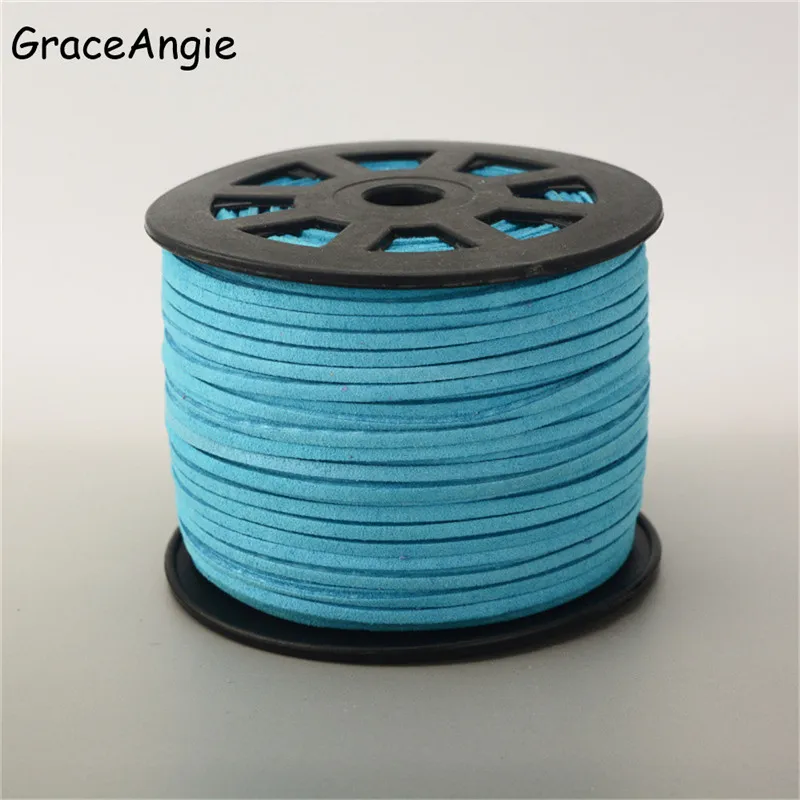 5Meter/Roll 2.6x1.5mm Flat Faux Suede Korean Velvet Leather Cord String Rope Lace Thread DIY Bracelet Necklace Jewelry Findings - Цвет: YW343SkyBlue