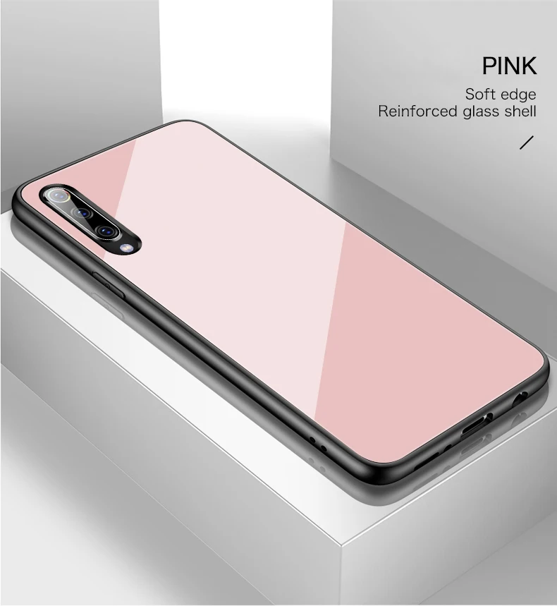 Luxury Plain Glass Case For Xiaomi Mi 10 8 9 SE Lite F1 Redmi Note 5 6 7 Pro Plus Pocophone F1 Phone Cover