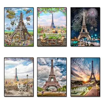 

Diamond Painting Rhinestones Cross Stitch Effiel Tower Full Square/Round Diamond Embroidery Scenery Diamond Mosaic Arts & Crafts