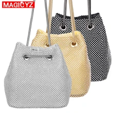 MAGICYZ роскошная женская сумка с бриллиантами, модные вечерние клатчи, Маленькая женская сумка-мешок, Болза-мессенджер, сумки