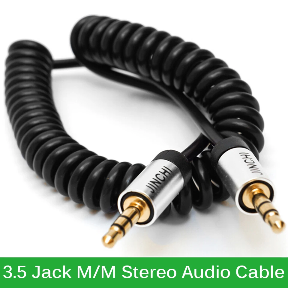 Spiral Coiled 3.5mm Audio Cable Male to Male AUX Cable 3.5 Jack Stereo