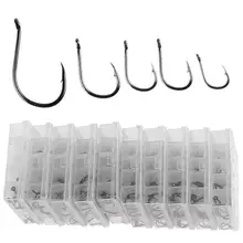 500 шт./компл. бронзовых морских рыболовных крючков 10 отсеков прозрачные пластиковые коробки No.3-для девочек от 10 до 12 лет типа черный Никель рыболовные крючки рыболовная приманка часть