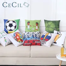 2018 Russia Soccer Ball Cushion Cover I Love Football World Cup Fans Souvenir Decorative Home Pillow Covers Cojines Para Sala