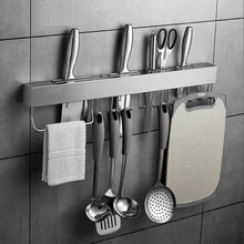 304 Stainless Steel Kitchen Shelf Rack Wall Hanging Kitchen Knife Holders Scouring Pad Storage Rack Hook Up Kitchen Organizer