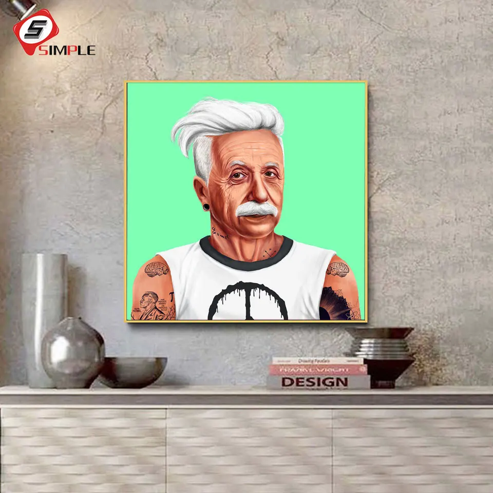 

Albert Einstein Poster and Print Nordic Canvas Painting Wall Picture For Living Room Modern Figure Painting Home Decor No Frame