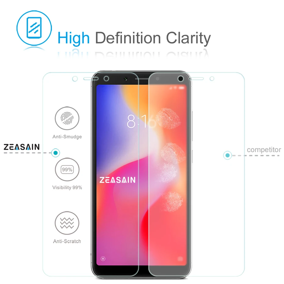 ZEASAIN закаленное стекло для Xiaomi Redmi 6 Xiomi Redmi 6A защита экрана ультратонкая 9H 2.5D Защитная стеклянная пленка