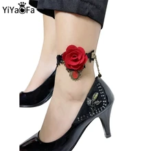 YiYaoFa винтажный черный кружевной ножной браслет для женщин, аксессуары, готическое ювелирное изделие, женский пляжный ножной браслет, летнее ювелирное изделие для ног LA-39