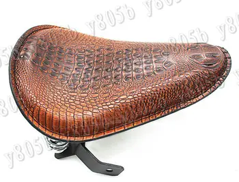 

Brown Crocodile Leather Seat & Mounting Kit For Honda Yamaha Suzuki Kawasaki Sport Bobber Custom Chopper Cruisers Street Bike