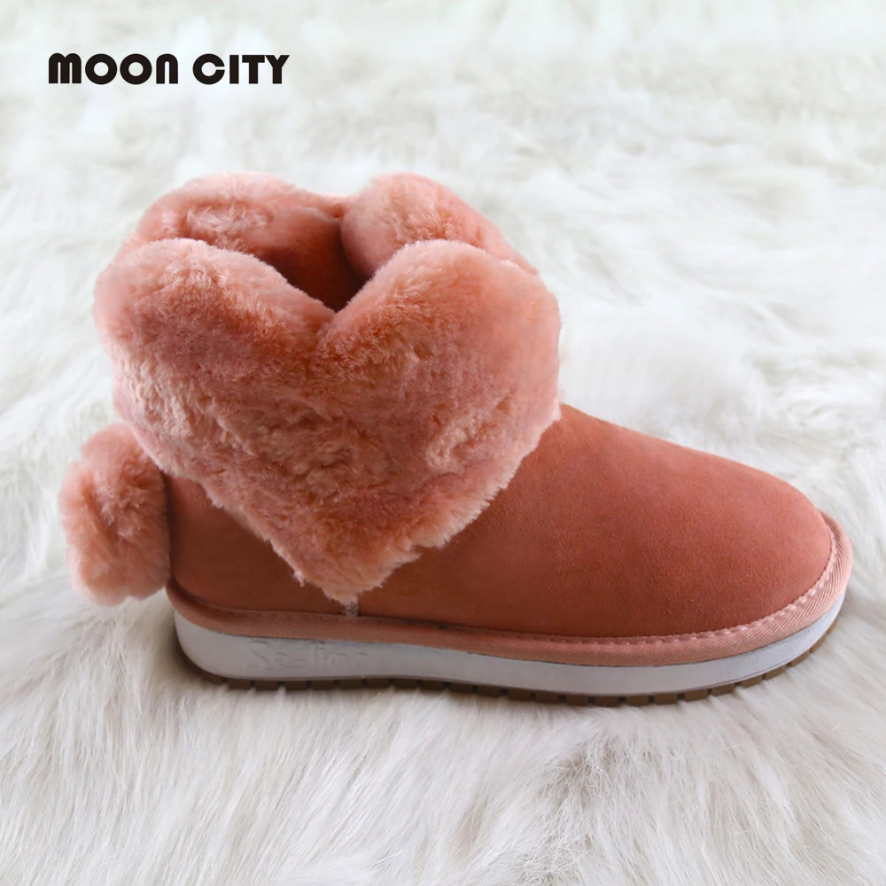 

2019 New Fashion Snow Boots Women Genuine Leather Wool Ankle Boots Cow Suede Non-Slip Female Warm Fur Plush Platform Shoes Woman