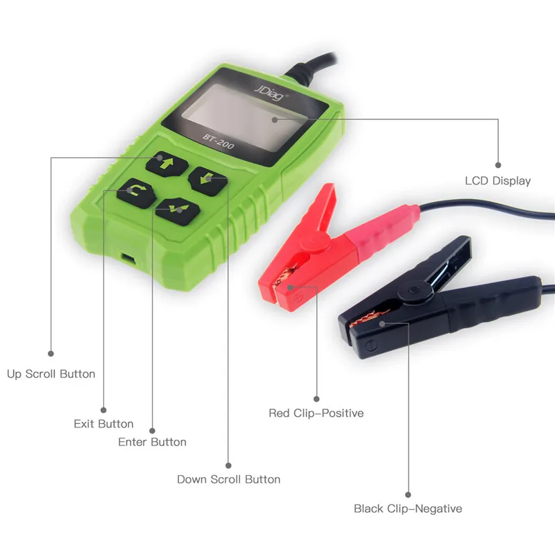 JDiag FasCheck BT-200 Авто батарея тестер 12 В BT200 автомобиля батарея детектор жизни напряжение CCA Анализатор диагностический инструмент сканирования