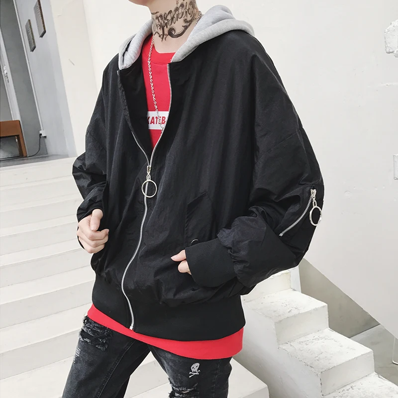 S XXXL 2018 осень японский Harajuku Стиль Для мужчин Молодежная куртка широкий с