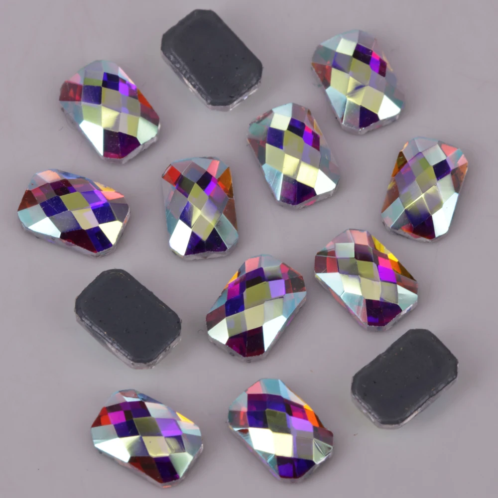 

Leed Free AAA 4x6mm Chessboard Rectangle Crystal AB Hotfix Crystals / Flat Back Iron On Rhinestones