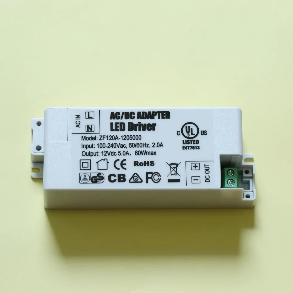 100 шт./лот UL CE FCC SAA GS CB сертификат 12V5A 60 Вт светодиодный драйвер|driver led|driver led 60wlot lot |