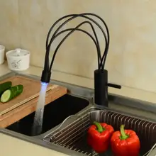 2015 top high quality new arrival brass material single lever ORB plating LED Kitchen Faucet bathroom