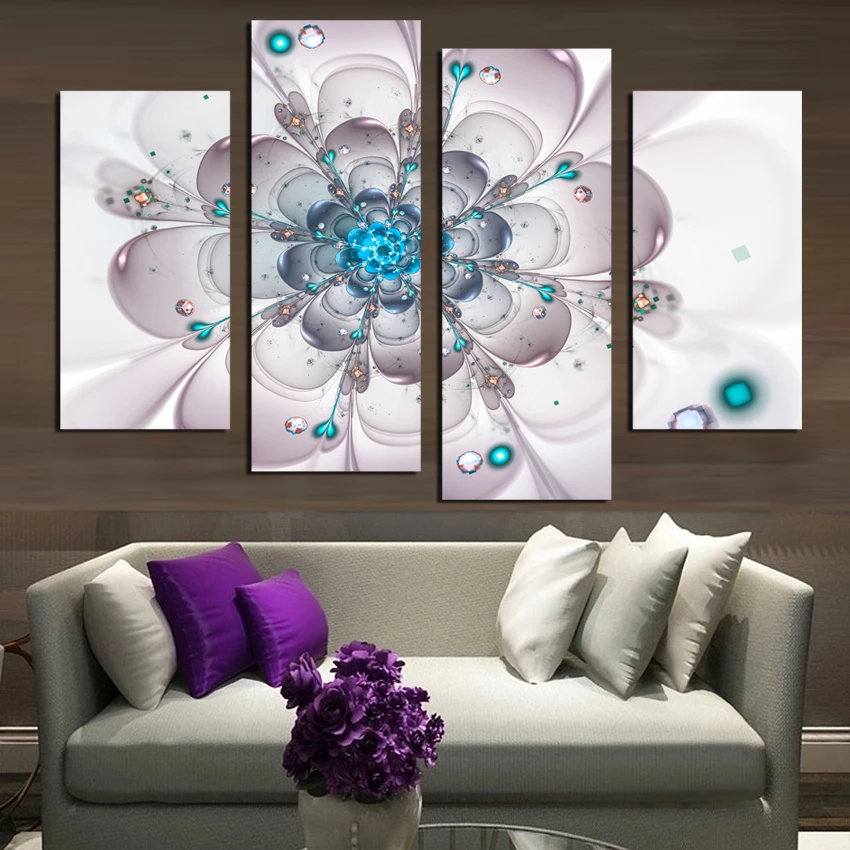 

4PCS Canvas Painting Flower Simple Cute Paintings For Living Room Such Beauty Picture On The Wall Canvas Printed Unframed F1881