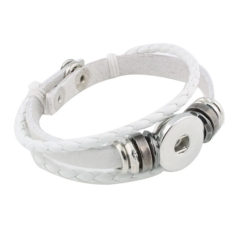 Bracelet à bouton-pression en cuir PU pour femme, 6 couleurs, haute qualité, 18mm, bijoux traités 400, vente en gros