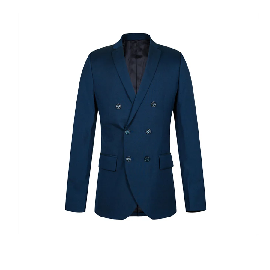 Blue Business Suit Blazer Masculino Groom Tuxedos Wedding Suit 2 Pcs (Jacket+Pants) Terno Masculino Double Breasted Suit Men