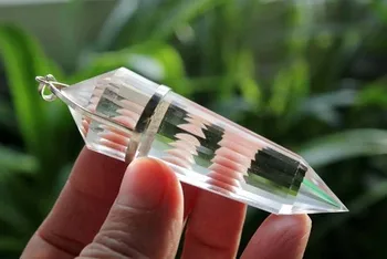 

24 Sided Vogel Style Clear QUARTZ CRYSTAL DT Wand Pendant Silver 45g