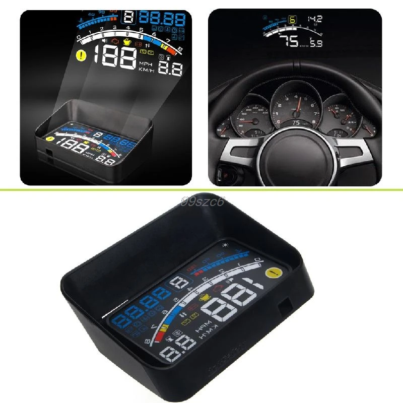 

4E 5.5" Head Up Display HUD OBD II EOBD Windshield Projector Self-adaptive Car Fuel etc Parameter Display Speeding Warning