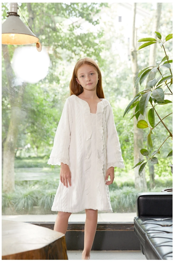 Новая детская одежда милые кружевные банные халаты для девочек халат для девочек с длинными рукавами детская одежда ночные рубашки Badjas Szlafrok
