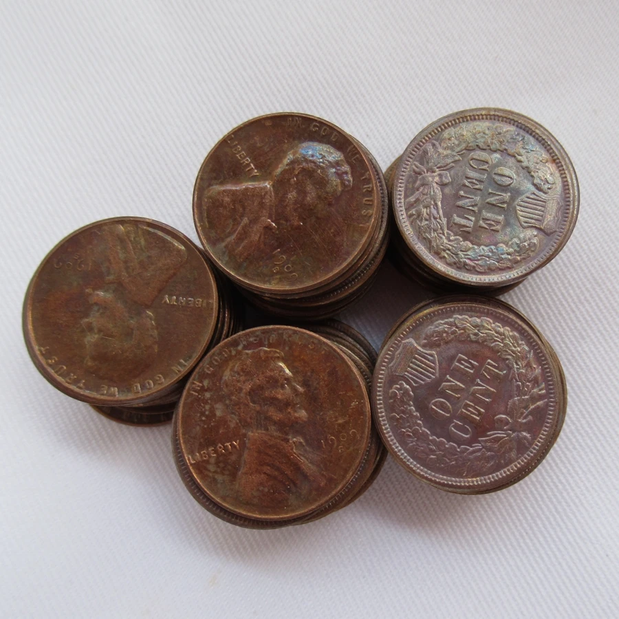 

Lincoln Cents and Indian Head Cents 203PCS (150PCS + 53PCS) Mixed Dates and Mintmarks USA Copper Coins Copy